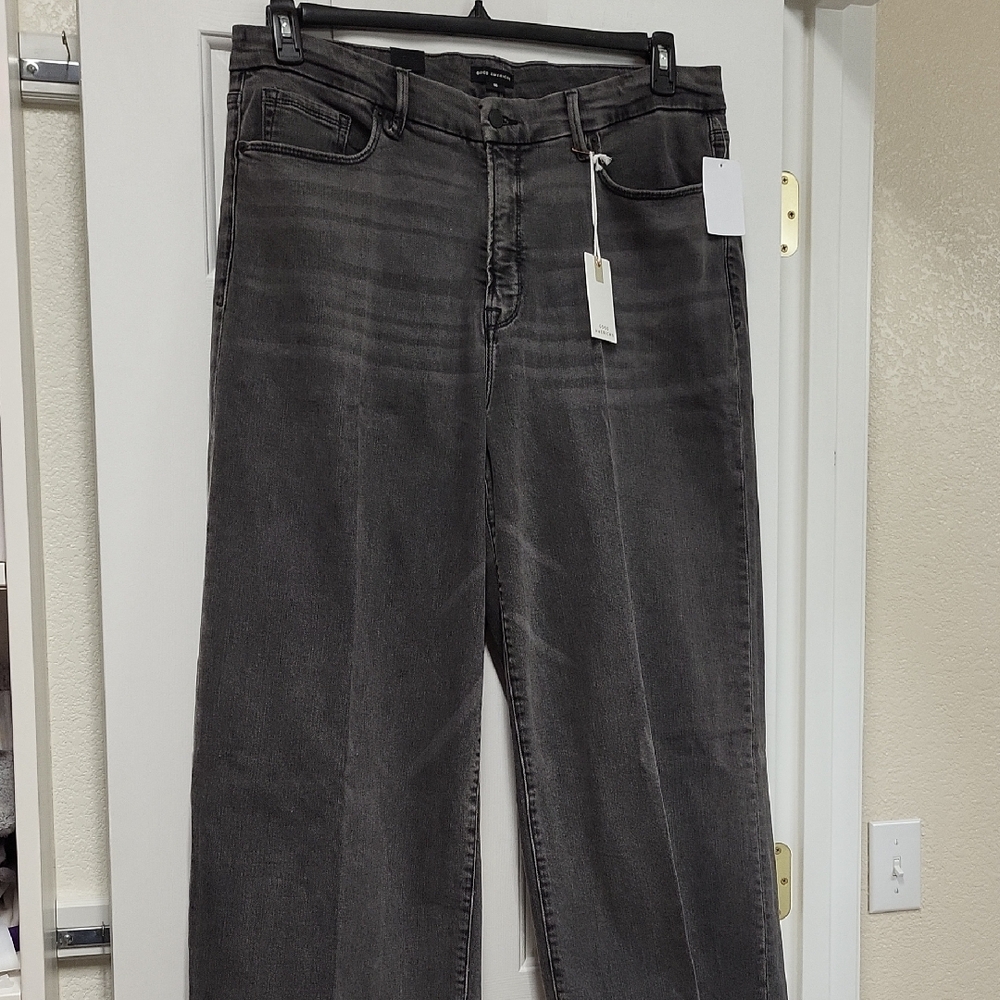 Good American Black Wash Palazzo Cropped Jeans
